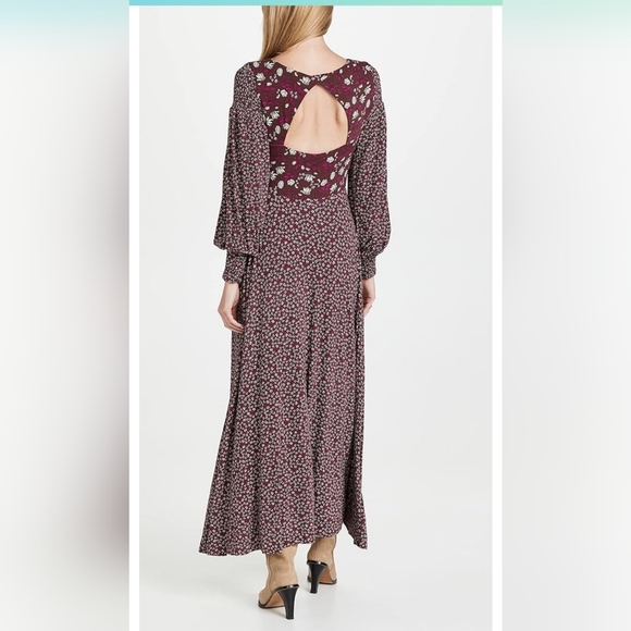 Free People Love Story Maxi Dress Women's Size Large Raisin Purple Multi - Picture 3 of 16